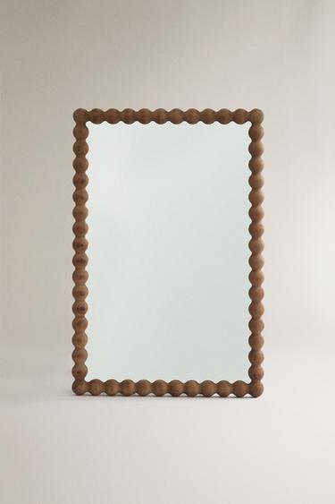 RECTANGULAR WALL MIRROR WITH WOODEN FRAME - Brown by Zara