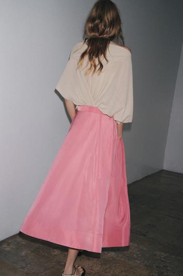 ZW COLLECTION MIDI SKIRT - Pink by Zara