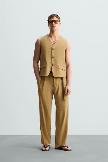 CHALECO RELAXED FIT LINO - LYOCELL LIMITED EDITION - Ocre de Zara - Imagen 0