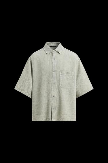 Zara WASHED TEXTURE SHIRT - Washed green - Image 0