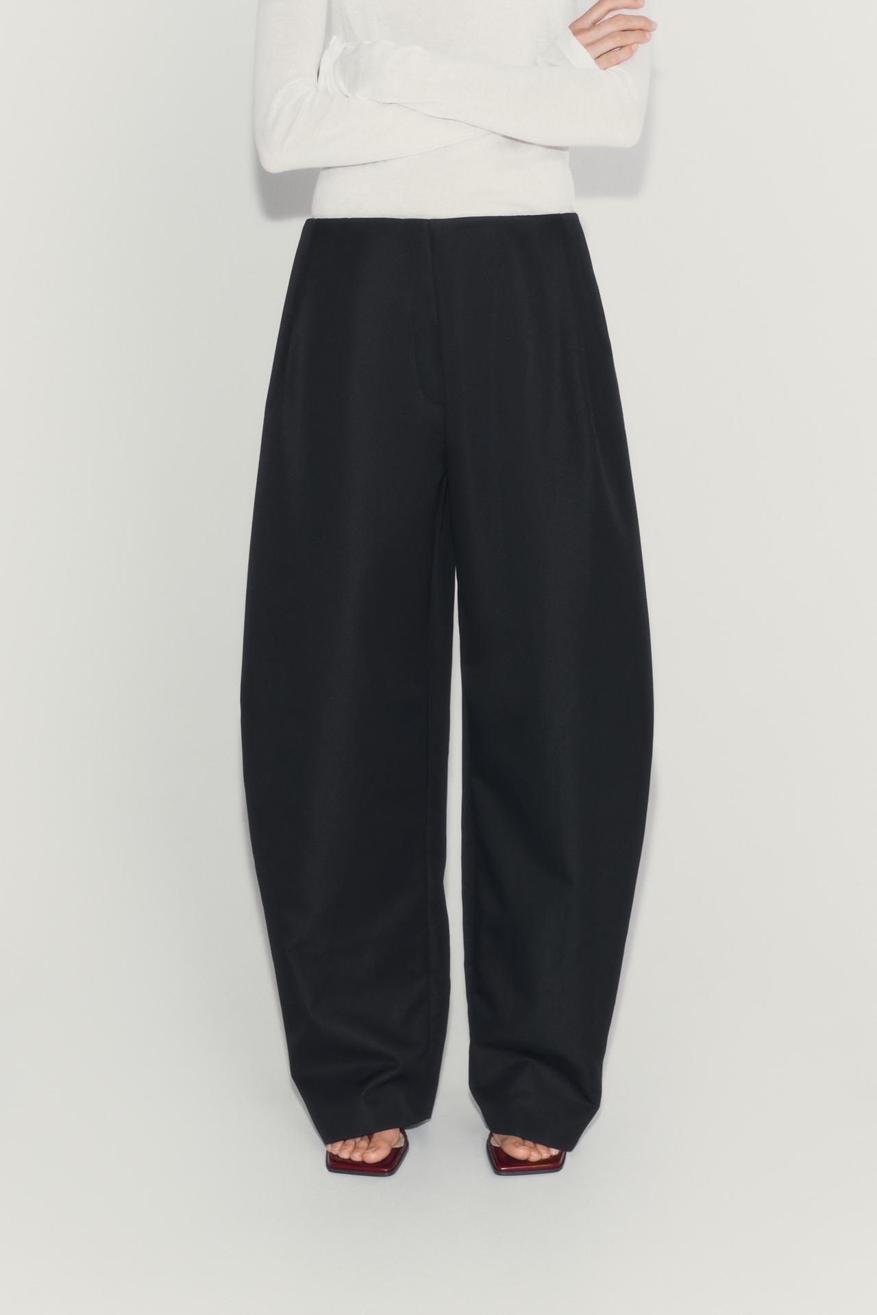 ZW COLLECTION DARTED WIDE-LEG PANTS — Black