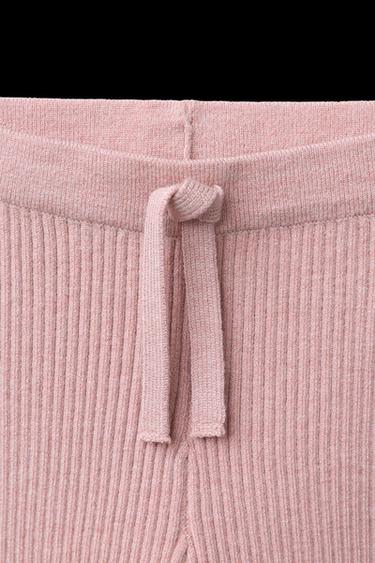 Zara RIBBED KNIT LEGGINGS - Pink
