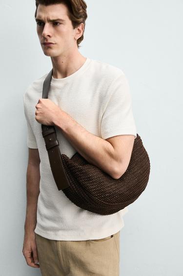 Zara WOVEN SHOULDER BAG - Brown - Image 0
