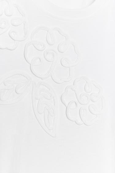 T-SHIRT À FLEUR SUR LE DEVANT - Blanc de Zara - Image 6