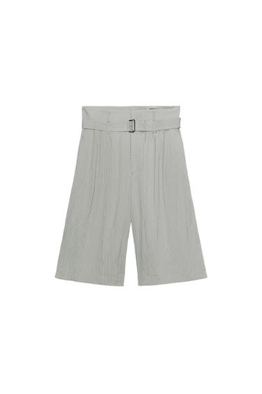 ZW COLLECTION PLEATED BERMUDA SHORTS WITH BELT - Grey by Zara