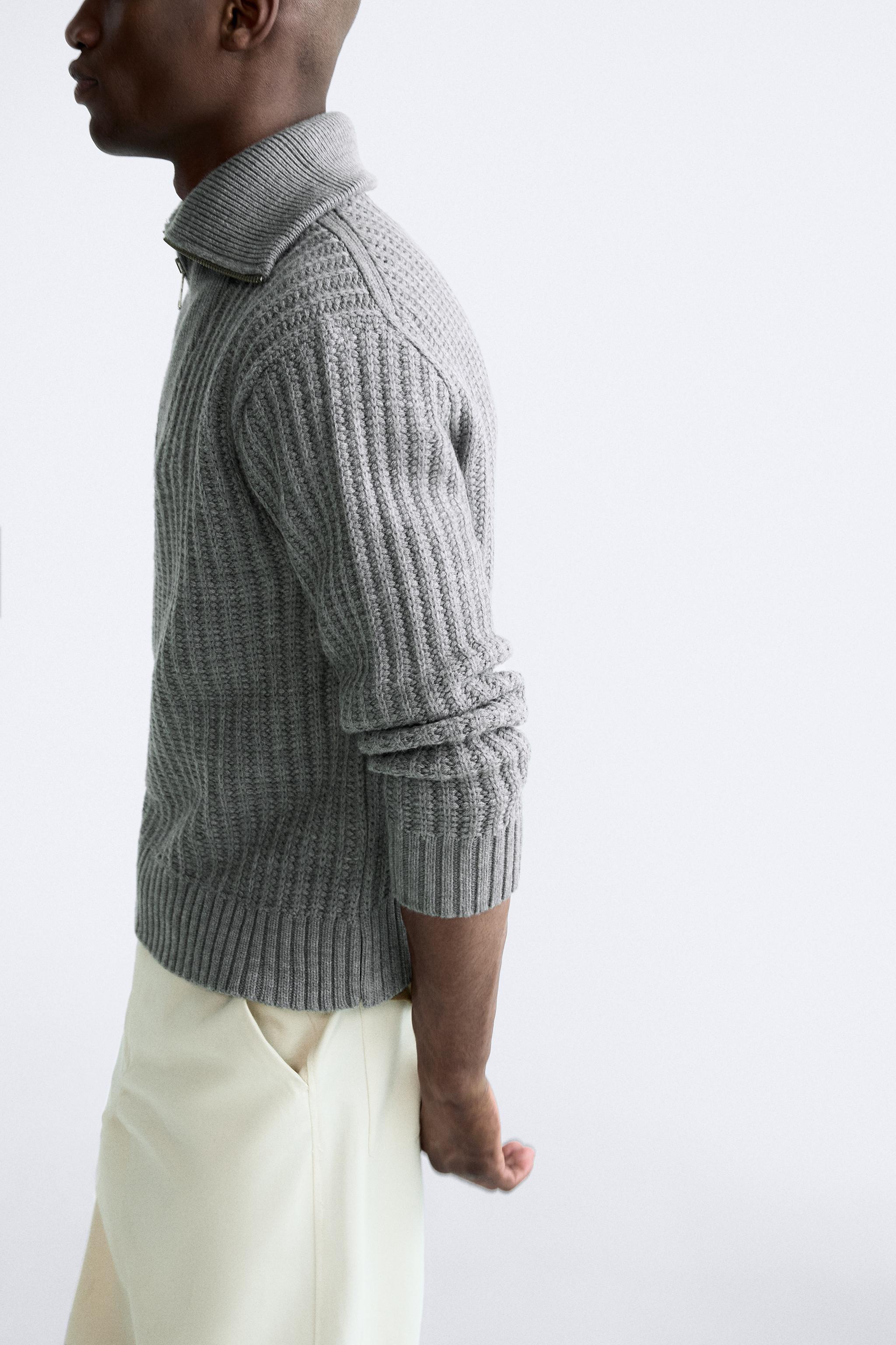 ジップカラー付きセーター - グレー | ZARA Japan / 日本