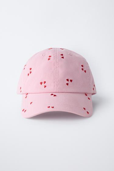 Zara FLOCKED HEARTS CAP - Pink