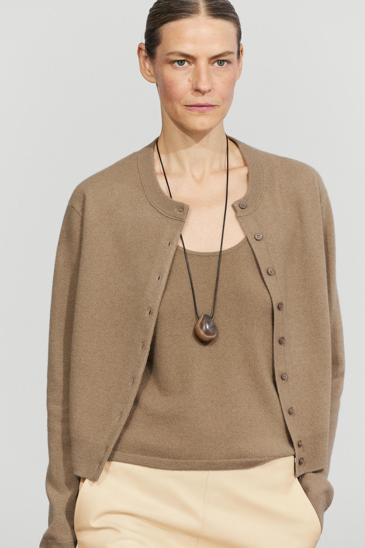 Knit cardigan with button detail — Greenish