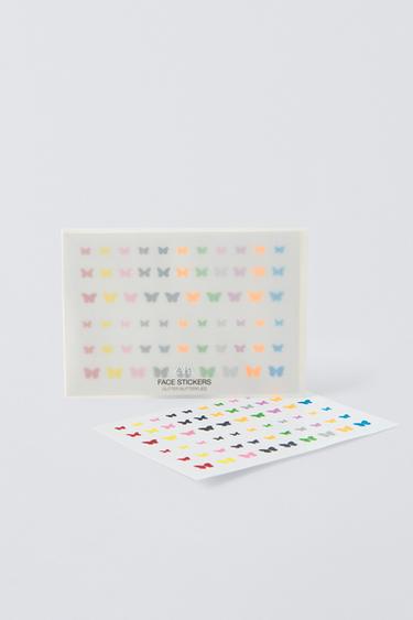 ZARA GLITTER BUTTERFLY FACE STICKERS - TINTED LEATHER by Zara