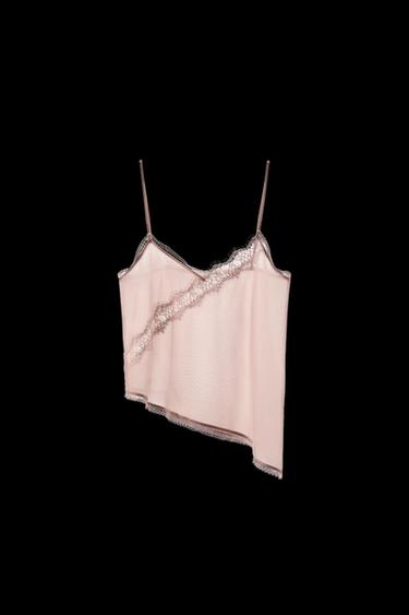 Zara ORGANZA STRAP TOP - Pink - Image 0