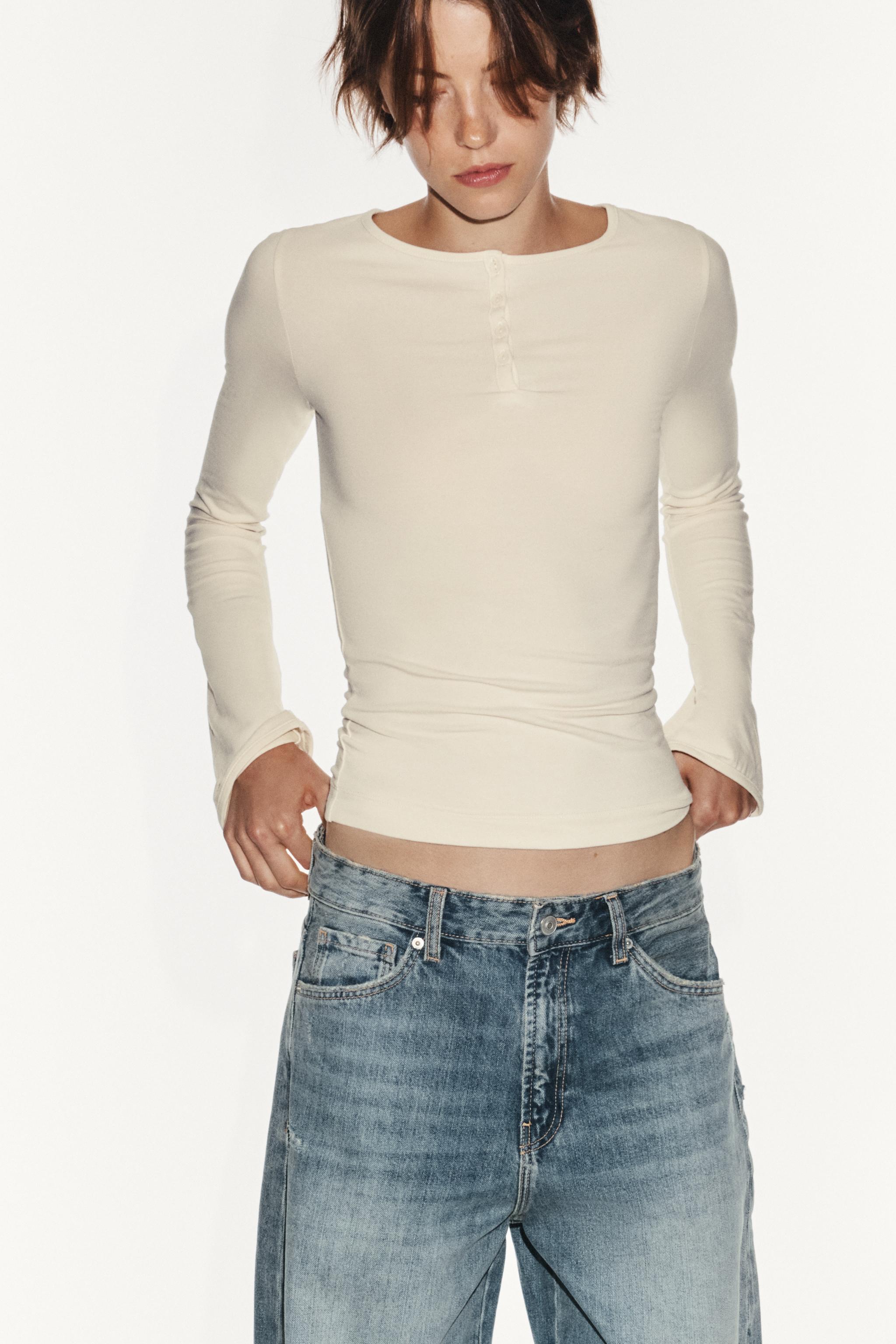 TRF MID-RISE BAGGY FOLDED JEANS