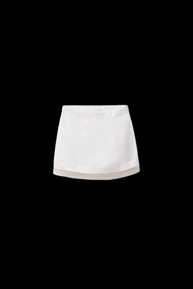 Zara 100% LINEN ORGANZA SKORT - Ecru - Image 0