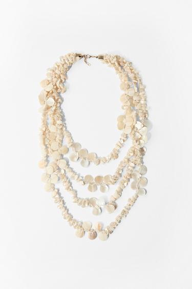 MOTHER-OF-PEARL EFFECT PIECE NECKLACE - Ecru by Zara