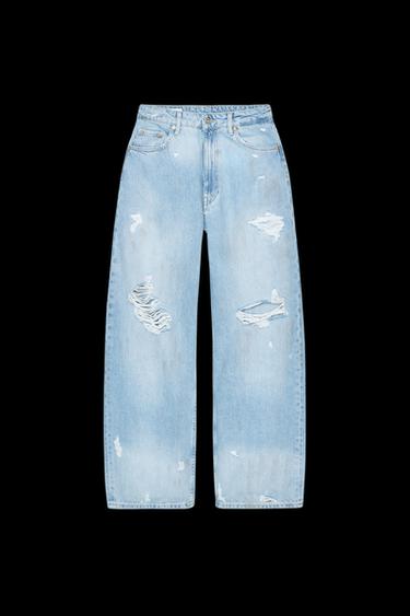 JEANS TRF BAGGY ROTOS TIRO MEDIO - Azul claro de Zara - Imagen 0