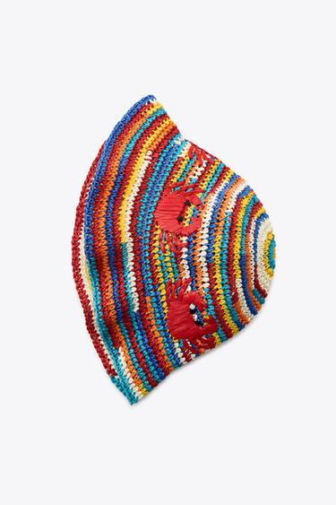CHAPÉU MULTICOLORIDO TRANÇADO COM CARANGUEJO - Multicolor da Zara