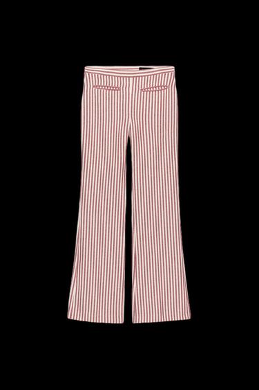 Zara ZW COLLECTION STRIPED PANTS - Red / White - Image 0