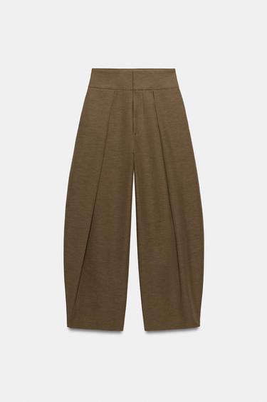 PANTALONI BALLOON CON PIEGHE - marrone.lucido di Zara