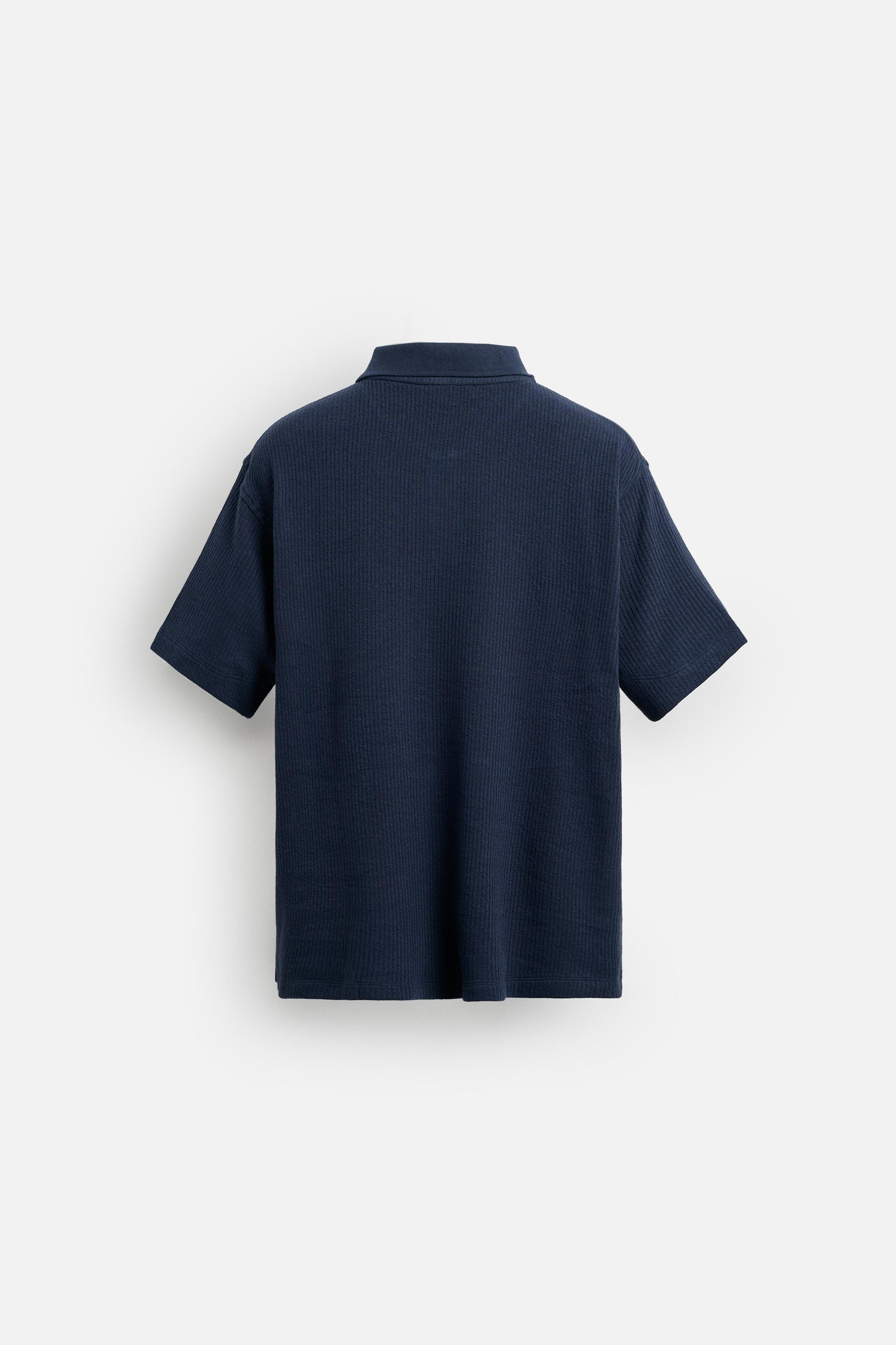 縦型テクスチャーポロシャツ - ネイビーブルー | ZARA Japan / 日本