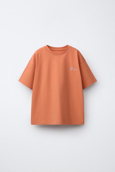 CAMISETA HEAVY WEIGHT TEXTO - Naranja de Zara
