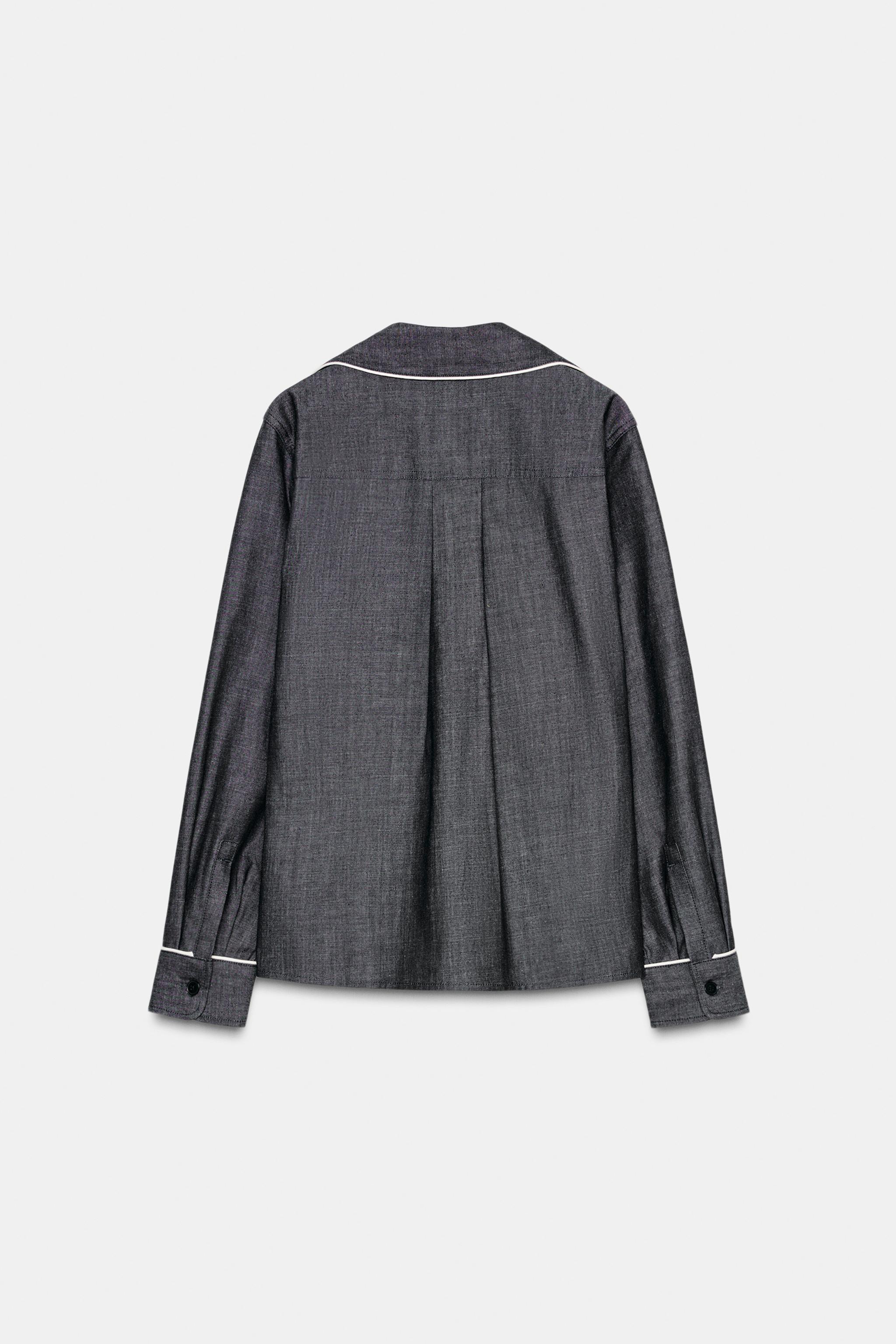 ZW COLLECTION DENIM SHIRT WITH PIPING - Blue | ZARA United