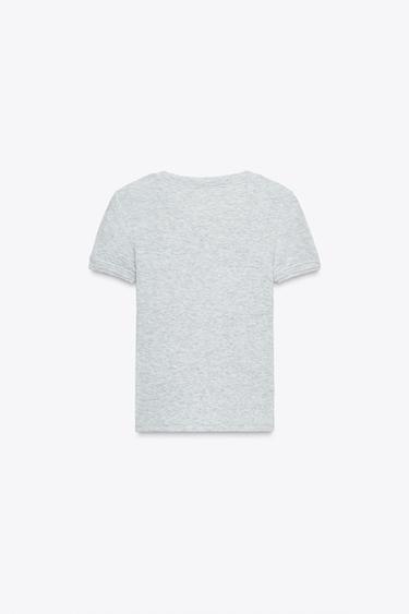 SOFT SHORT SLEEVE T-SHIRT - Grey marl by Zara - Image 4