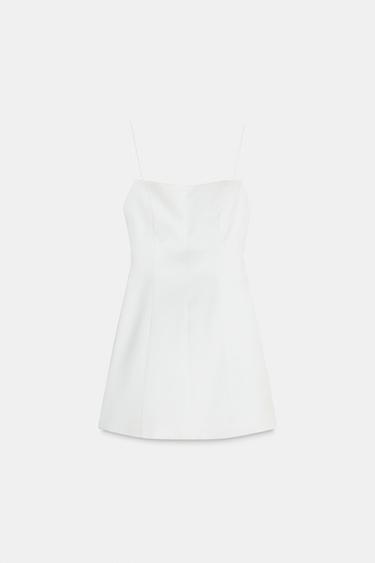 SHORT SATIN DRESS WITH BOW ON THE BACK - White by Zara
