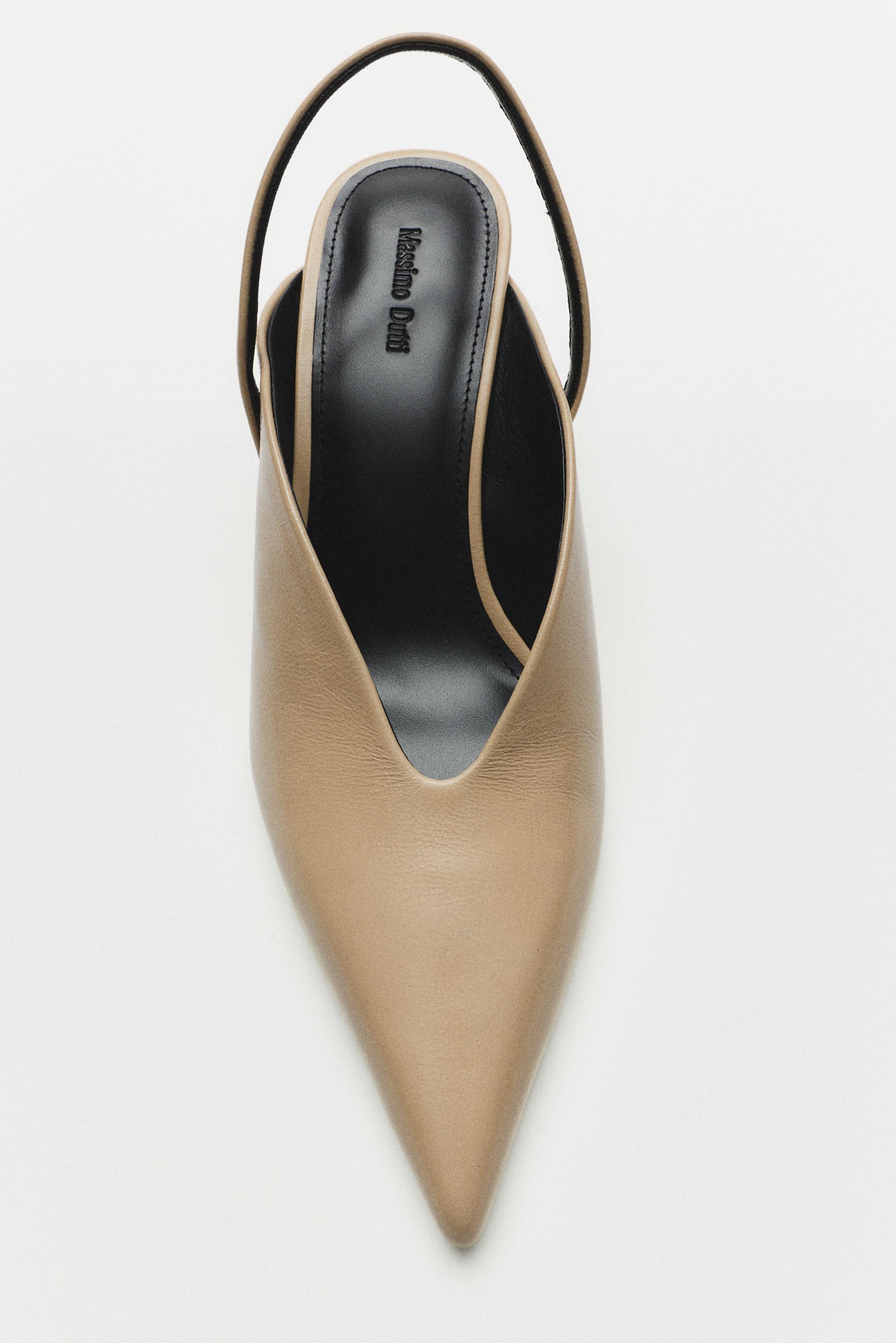 High-heel slingback shoes — Ecru