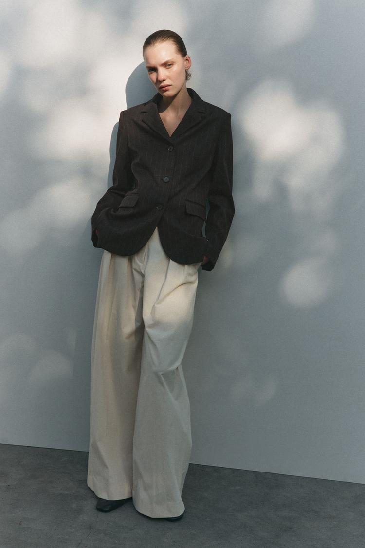 ミニマルストライプブレザー ZW COLLECTION - ブラウン | ZARA Japan 