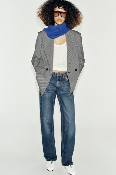 Blazer cruzado oversize de pata de gallo