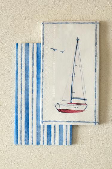 LOT SERVIETTES DE TABLE PAPIER BATEAU (30 UNITÉS) - Bleu de Zara
