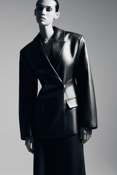 FAUX LEATHER TAILORED BLAZER - Noir de Zara - Image 6