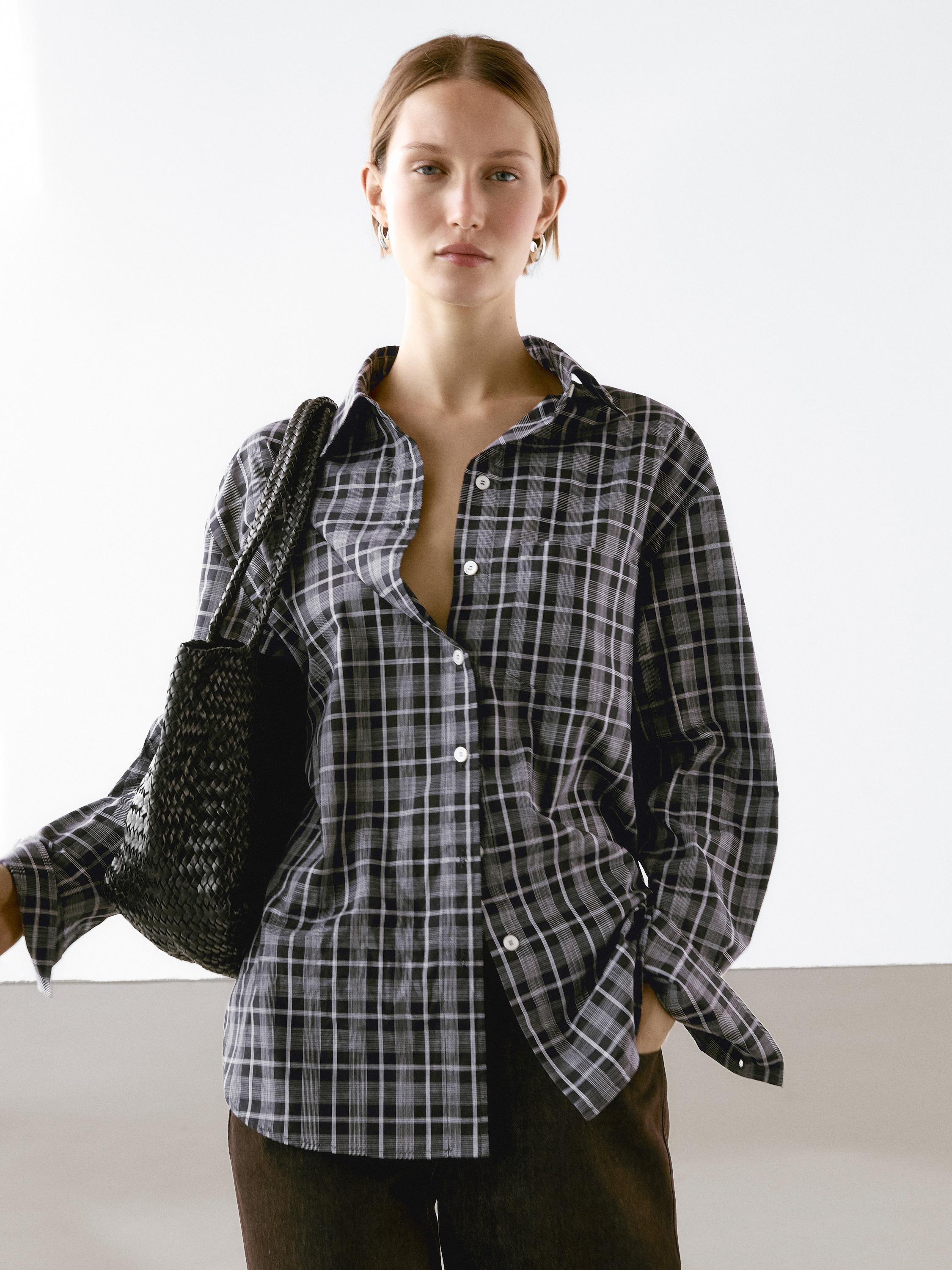 100% cotton check shirt - Blue | ZARA United States