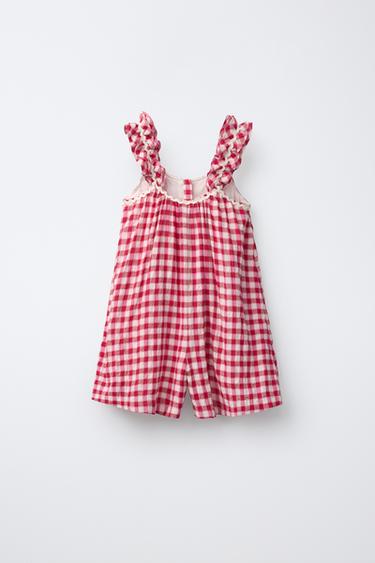 COMBI-SHORT À CARREAUX ONDULÉE - Rose / Blanc de Zara - Image 1