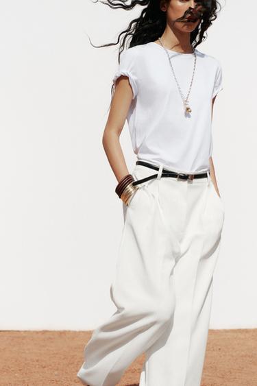 T-SHIRT DÉLAVÉ À MANCHES COURTES - Blanc de Zara - Image 4