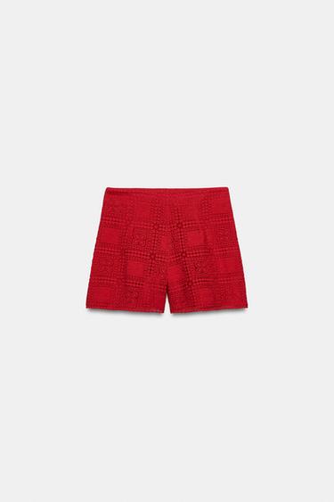 GUIPURE BERMUDA SHORTS - Red by Zara - Image 6