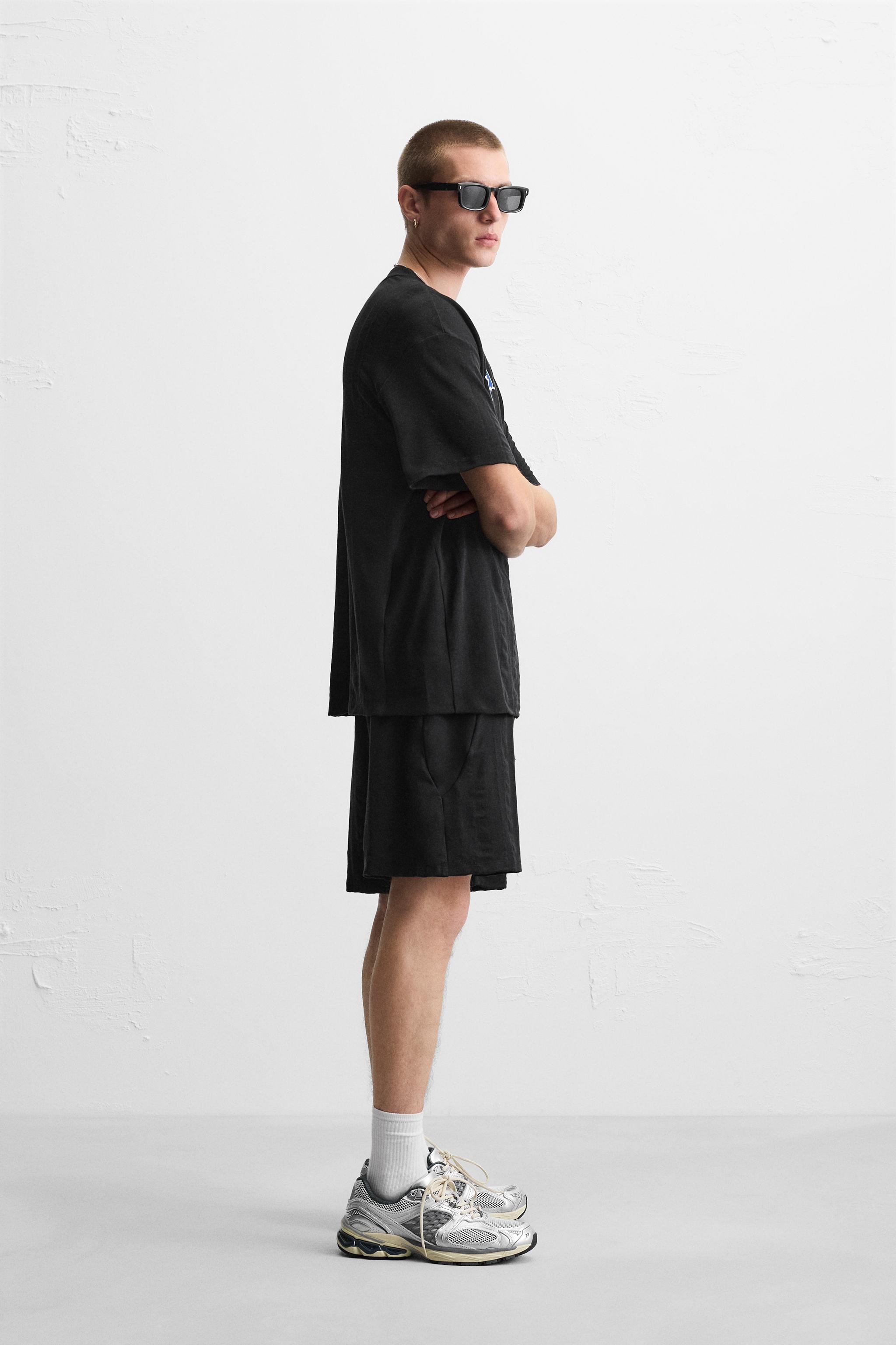 TEXTURED JOGGER SHORTS - Black | ZARA United States
