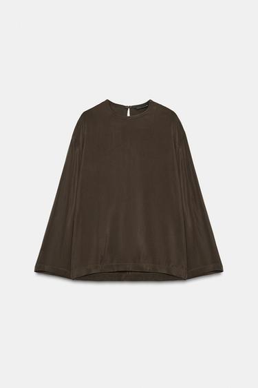 BLOUSE FLUIDE ZW COLLECTION - Marron de Zara - Image 4