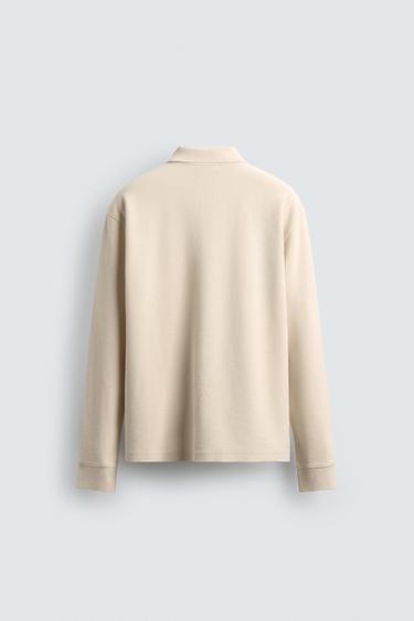 STRIPED TEXTURED POLO SHIRT - Oyster-white by Zara - Image 6