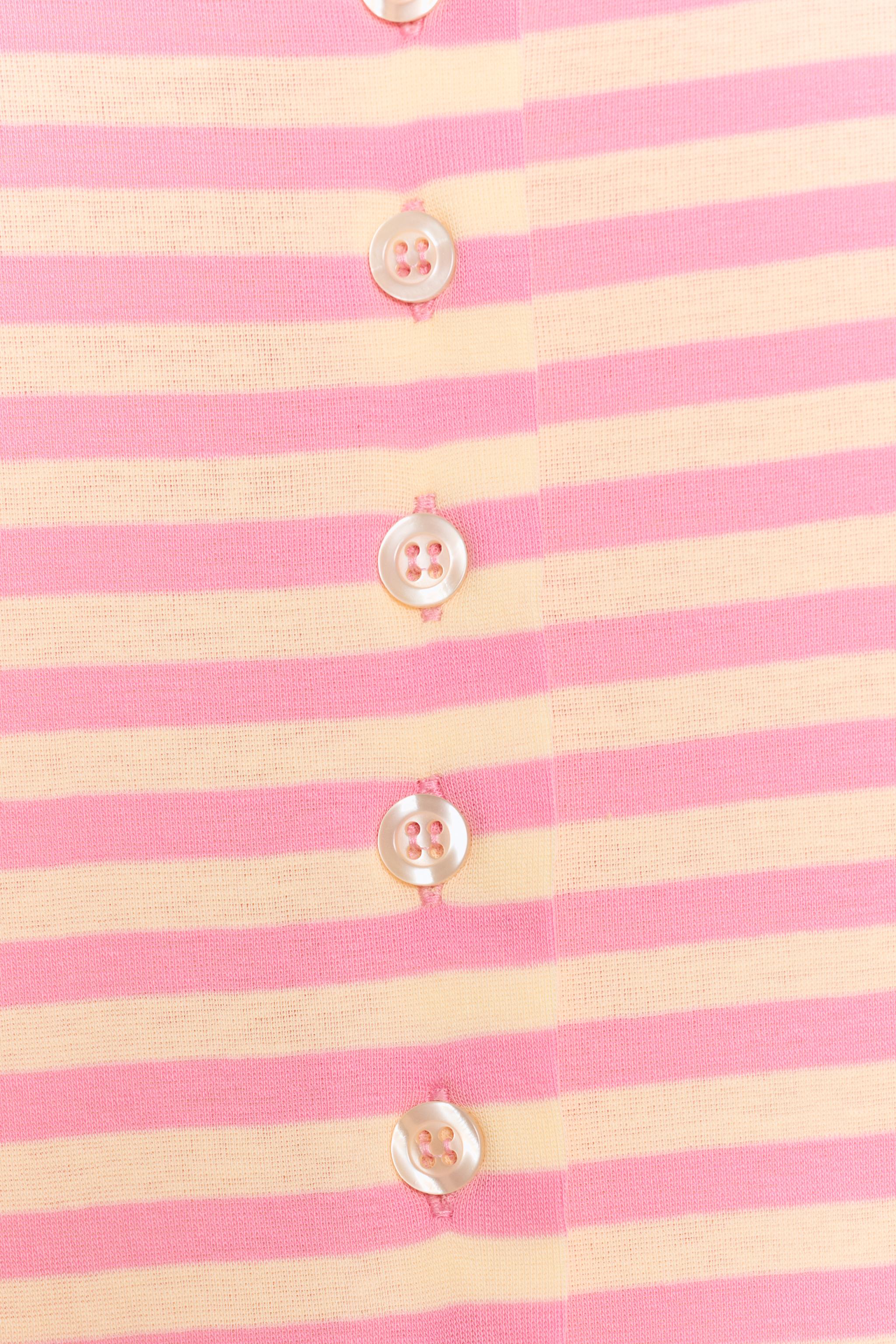 STRIPED BUTTON-UP T-SHIRT