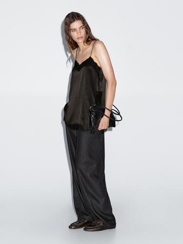 Zara Camisole top with vent details - Brown - Image 0