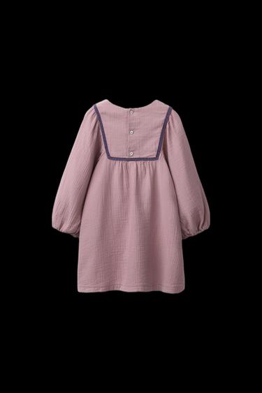 VESTIDO RÚSTICO BORDADOS - Rosado oscuro de Zara