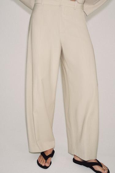 PANTALON BALLON MÉLANGE LAINE ZW COLLECTION - Beige de Zara - Image 1