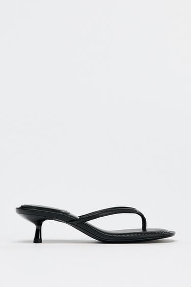 KITTEN-HEEL SANDALS - Black by Zara