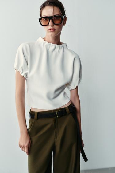 TOP IN MAGLIA CON ARRICCIATURE - Bianco di Zara