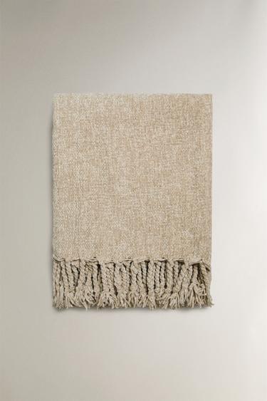 CHUNKY CHENILLE THROW - camel by Zara