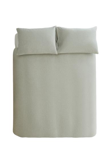STRIPED LINEN AND COTTON DUVET COVER - Green by Zara