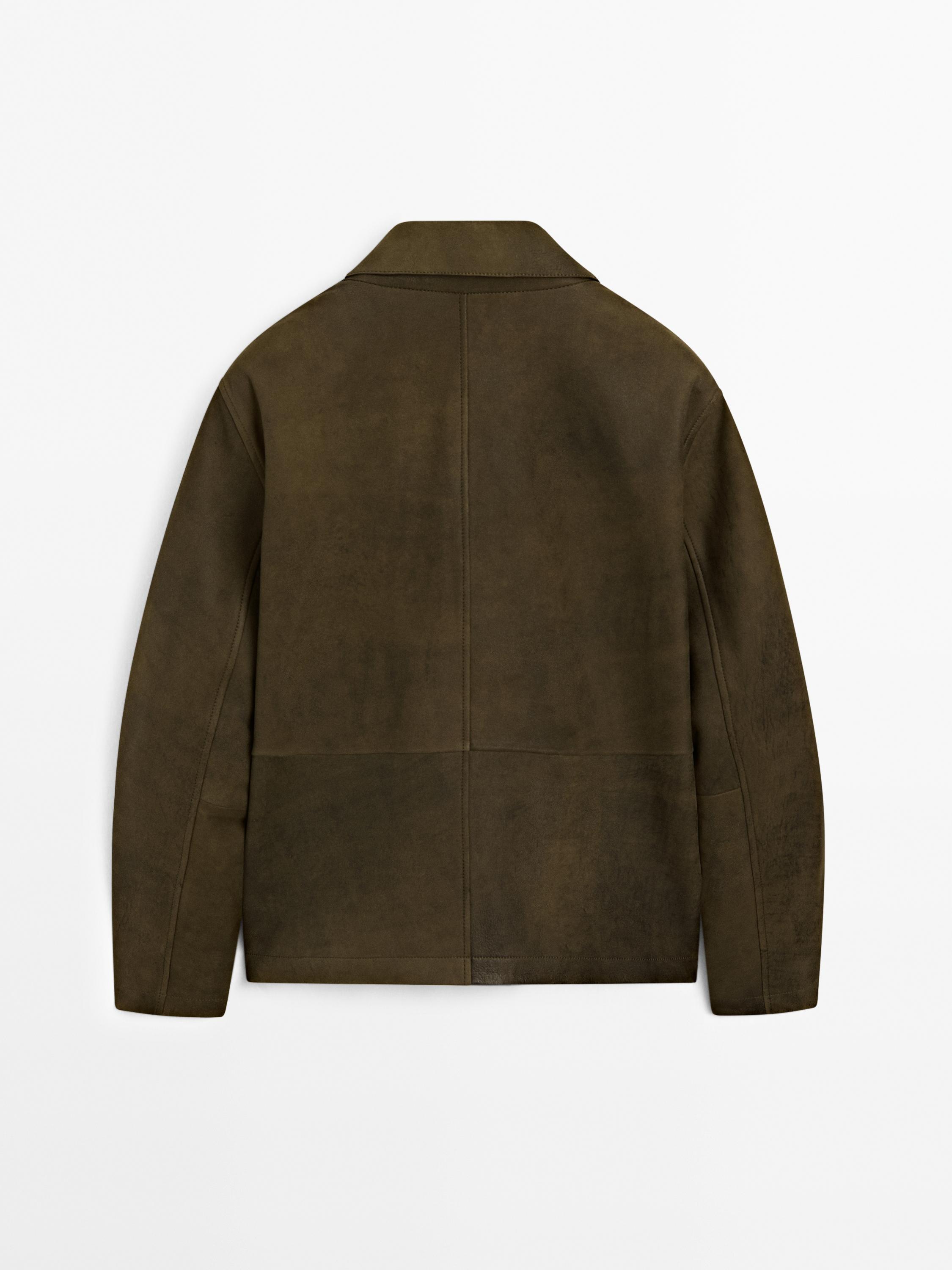 Distressed effect 100% sheepskin leather jacket