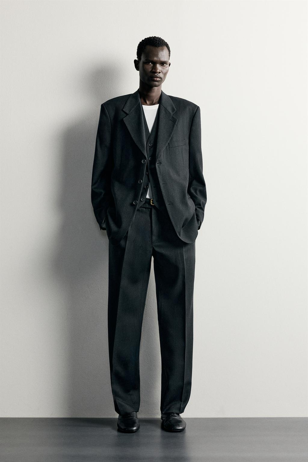 STRIPED RELAXED FIT SUIT TROUSERS
