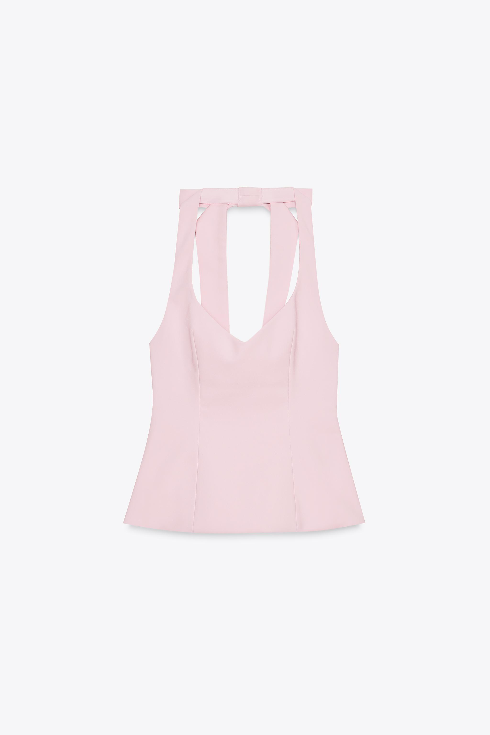 たつこ COMBINATION HALTER TOP - Red | ZARA United States