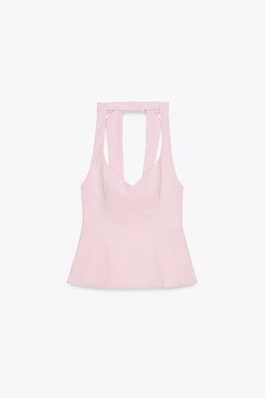 HALTER TOP WITH BACK BOW - Pastel pink by Zara - Image 6